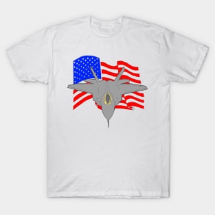 F-22 Raptor Fighter Jet with flag T-Shirt